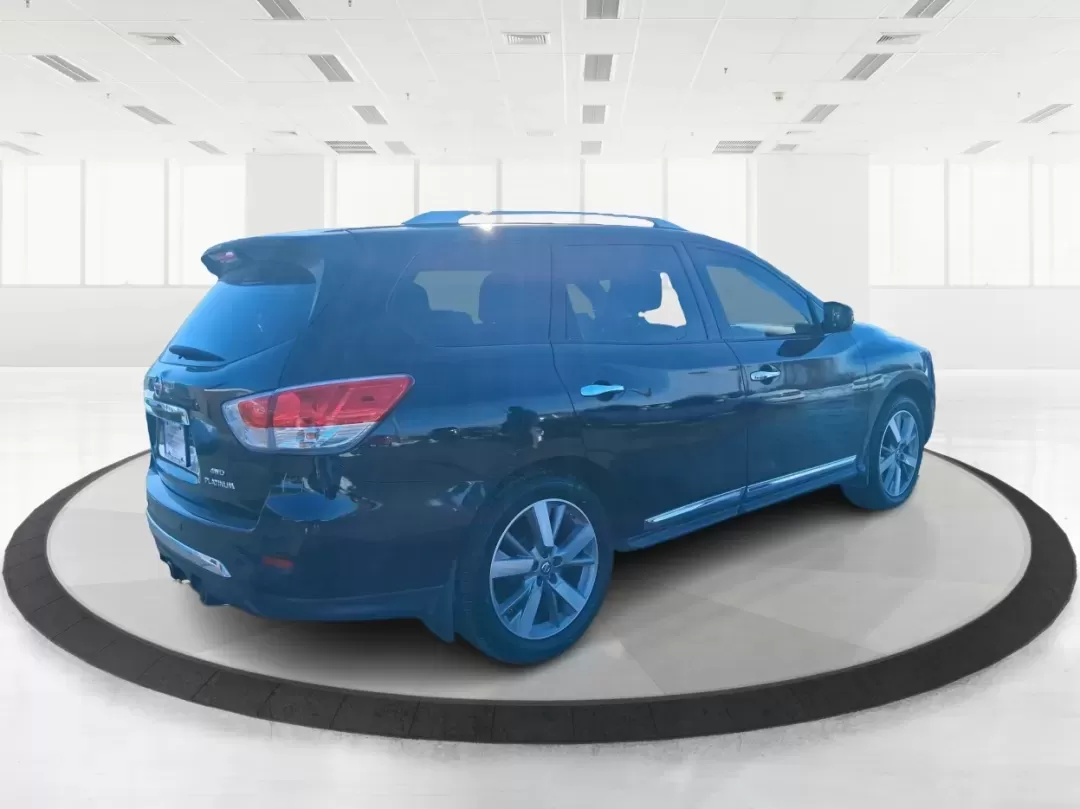 2013 Super Black Nissan Pathfinder Platinum 4WD (5N1AR2MMXDC) with an 3.5L V6 DOHC 24V engine, Continuously Variable Transmission transmission, located at 401 Woodman Dr, Riverside, OH, 45431, (937) 908-9800, 39.760899, -84.123421 - Picture your next weekend: the kids loaded up for a day at the National Museum of the U.S. Air Force, a cooler in the back for a picnic at Riverscape MetroPark, and plenty of room for friends or gear-without feeling cramped on I675 or Route 35. This 2013 Nissan Pathfinder Platinum 4WD is built for r - Photo#2