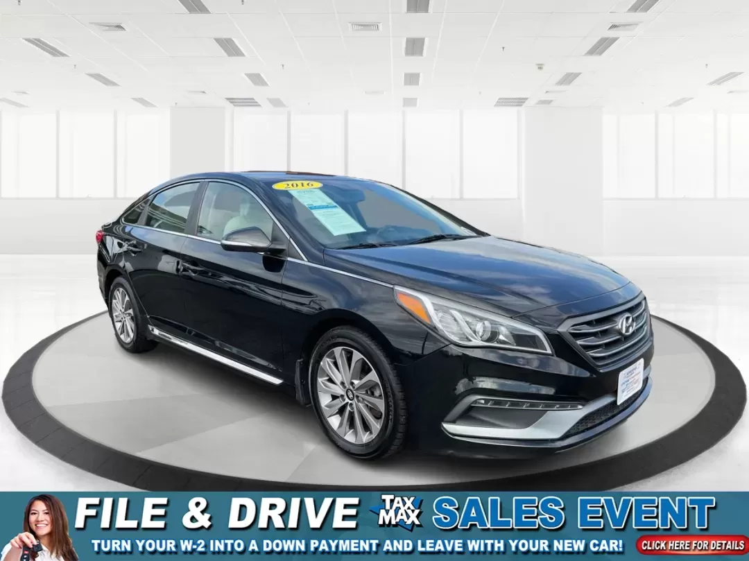 2016 Hyundai Sonata Sport (5NPE34AF2GH) with an 2.4L L4 DOHC 16V engine, 6-Speed Automatic transmission, located at 401 Woodman Dr, Riverside, OH, 45431, (937) 908-9800, 39.760899, -84.123421 - ### Unlock Your Journey with the 2016 Hyundai Sonata Sport at Advantage Car and Credit - Fairborn<br /> <br /> Are you in the market for a vehicle that can effortlessly transition from daily commutes to weekend getaways? Look no further than the 2016 Hyundai Sonata Sport, available now at Advantage - Photo#0