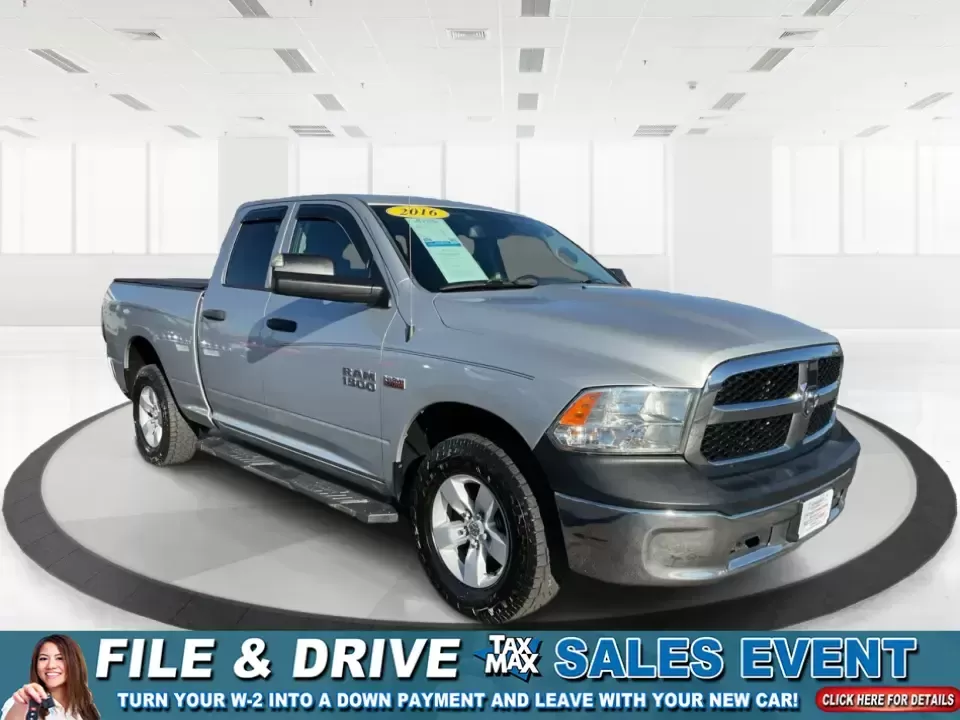 2016 Ram 1500 Tradesman (1C6RR7FT3GS) with an 5.7L V8 OHV 16V engine, 6A transmission, located at 1230 East Main St, Xenia, OH, 45385, (937) 908-9800, 39.688026, -83.910172 - Looking for a reliable vehicle that seamlessly fits into your active lifestyle? Look no further than this robust 2016 Ram 1500 Tradesman, available now at Advantage Car and Credit in Moraine, OH. This quad cab truck is not just a vehicle; it's a gateway to adventure, perfect for weekend getaways, tr - Photo#0