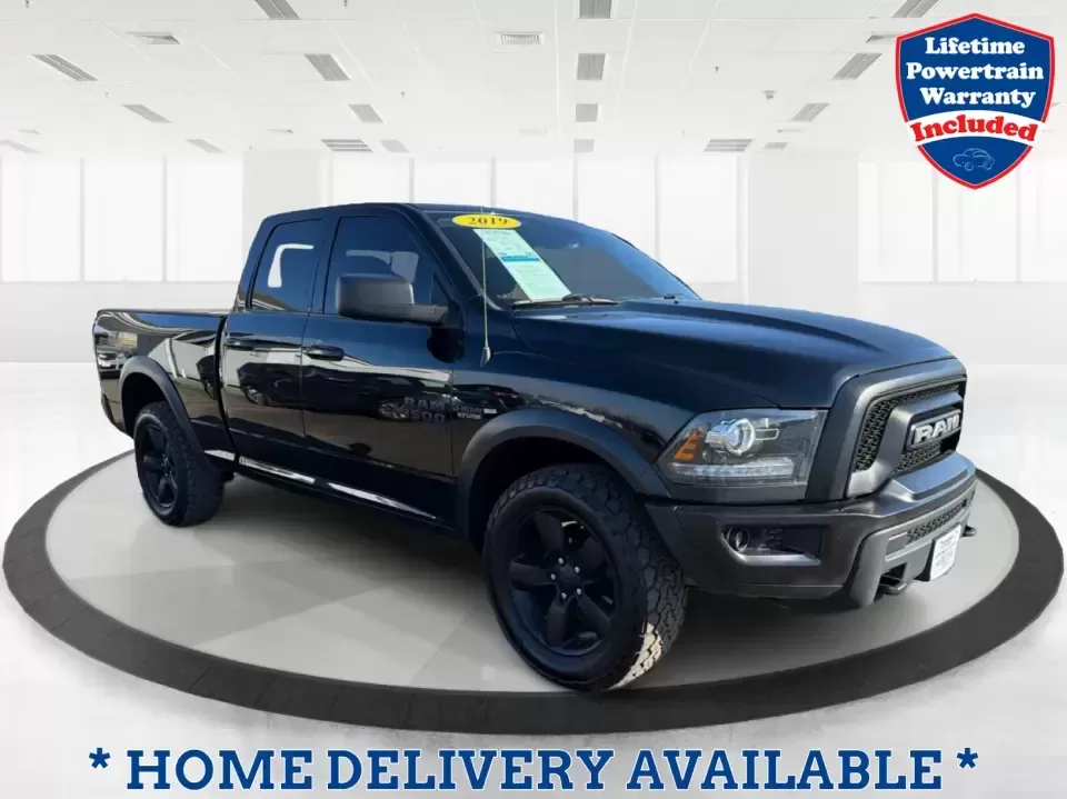 2019 Ram 1500 Warlock Quad Cab 4x4 6'4 Box (1C6RR7GT7KS) with an 5.7L V8 OHV 16V engine, 8A transmission, located at 1951 S Dayton Lakeview Rd., New Carlisle, OH, 45344, (937) 908-9800, 39.890999, -84.050255 - **Unleash Your Adventures with the 2019 Ram 1500 Warlock Quad Cab 4x4!**<br /> <br /> Are you in search of the perfect truck to elevate your weekend adventures or tackle your weekday commutes? Look no further! The 2019 Ram 1500 Warlock Quad Cab 4x4 is designed to handle anything from family outings - Photo#0