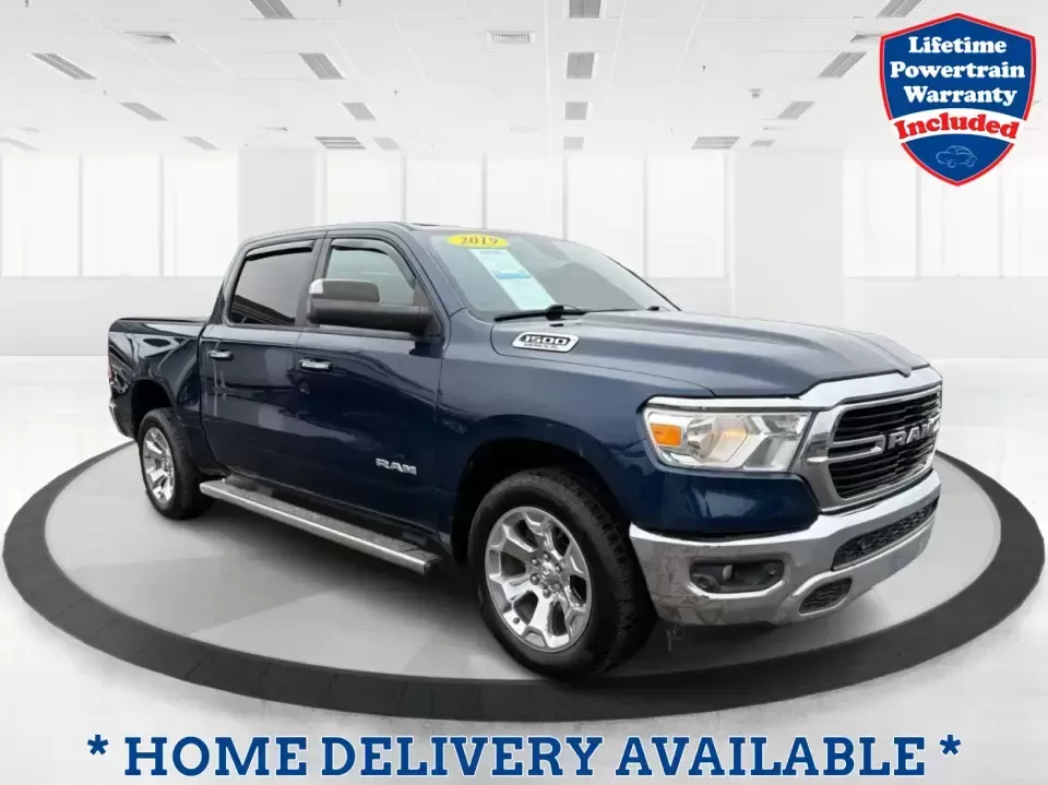 2019 Ram 1500 Big Horn/Lone Star Crew Cab 4x4 5'7 Box (1C6SRFFT9KN) with an 5.7L V8 OHV 16V engine, 8A transmission, located at 8750 N County Rd 25A, Piqua, OH, 45356, (937) 908-9800, 40.164391, -84.232513 - **Unleash Your Adventure with This 2019 Ram 1500 Big Horn/Lone Star Crew Cab in Patriot Blue Pearlcoat!**<br /> <br /> Are you ready to elevate your lifestyle with a truck that can handle both your daily commute and weekend adventures? This 2019 Ram 1500 Big Horn/Lone Star Crew Cab is the perfect co - Photo#0