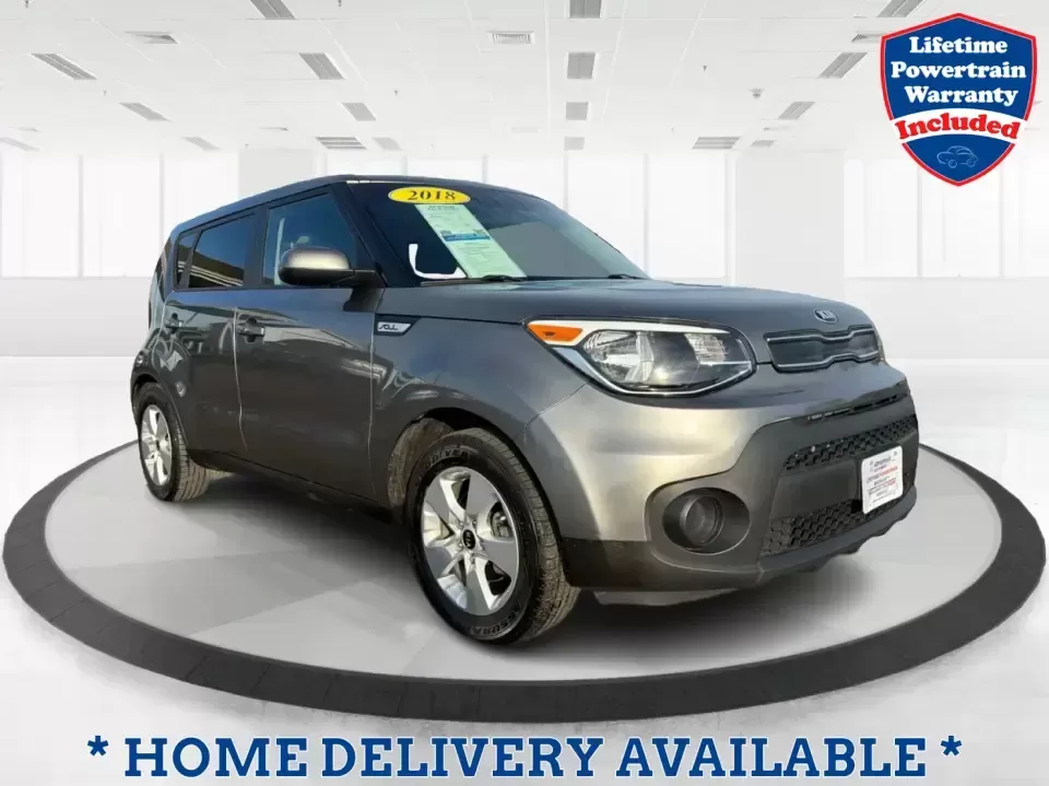 2018 Kia Soul Base (KNDJN2A22J7) with an 1.6L L4 DOHC 16V engine, 6M transmission, located at 880 E. National Road, Vandalia, OH, 45377, (937) 908-9800, 39.891918, -84.183594 - Need a practical daily driver that can handle the school run, the work commute, and spontaneous weekend trips without draining your budget? This 2018 Kia Soul Base in sleek Gray is the kind of easy-to-live-with hatchback that fits real life in Fairborn-roomy for friends or family, simple to park dow - Photo#0