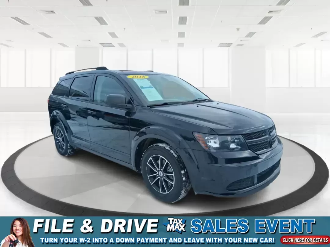 2018 Dodge Journey SE (3C4PDCAB9JT) with an Tigershark MultiAir 2.4L I-4 DOHC engine, 4A transmission, located at 880 E. National Road, Vandalia, OH, 45377, (937) 908-9800, 39.891918, -84.183594 - Need a practical SUV that can handle school drop-offs, grocery runs, and weekend trips up I75 without blowing your budget? This 2018 Dodge Journey SE in Pitch Black Clearcoat is built for real life in West Central Ohio-roomy enough for growing families, comfortable for long commutes, and flexible fo - Photo#0