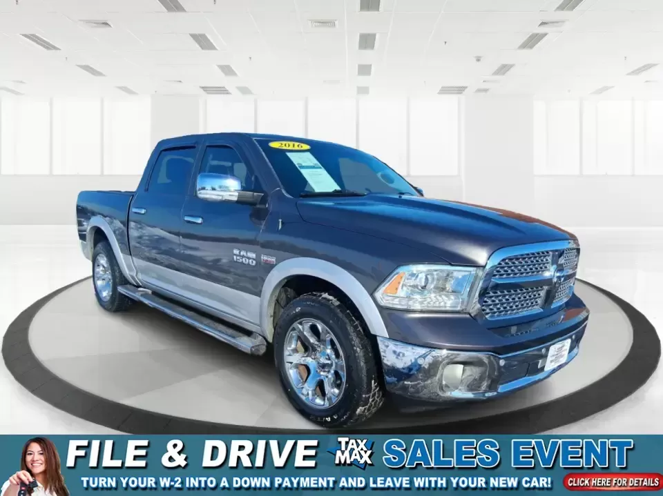 2016 Ram 1500 Laramie (1C6RR7NT1GS) with an 5.7L V8 OHV 16V engine, 6A transmission, located at 1230 East Main St, Xenia, OH, 45385, (937) 908-9800, 39.688026, -83.910172 - Built for Ohio backroads, weekend lake runs, and the kind of workday that doesn't stop when the weather turns, this 2016 Ram 1500 Laramie Crew Cab 4WD is the truck that fits real life in Troy. Whether you're towing a trailer out toward the Miami County Fairgrounds, hauling gear for a Saturday at Tre - Photo#0