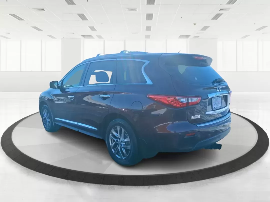 2013 Infiniti JX35 Base (5N1AL0MM9DC) with an 3.5L V6 DOHC 24V engine, Continuously Variable Transmission transmission, located at 1951 S Dayton Lakeview Rd., New Carlisle, OH, 45344, (937) 908-9800, 39.890999, -84.050255 - Need a comfortable, upscale SUV that can handle school drop-offs, I70 commutes, and weekend getaways without blowing the budget? This 2013 INFINITI JX35 Base in rich maroon delivers three-row versatility, premium comfort, and confidence-building safety features-an ideal fit for growing families, bus - Photo#2