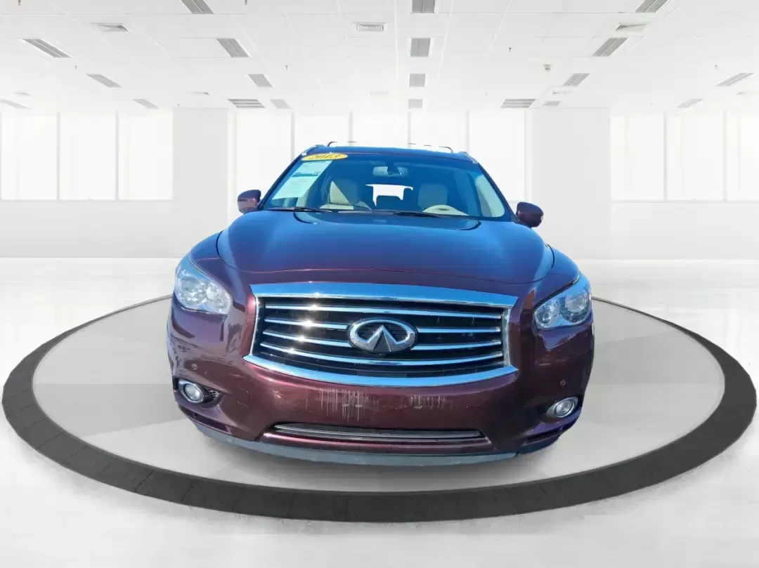 2013 Infiniti JX35 Base (5N1AL0MM9DC) with an 3.5L V6 DOHC 24V engine, Continuously Variable Transmission transmission, located at 1184 Kauffman Ave, Fairborn, OH, 45324, (937) 908-9800, 39.807072, -84.030914 - Need a comfortable, upscale SUV that can handle school drop-offs, I70 commutes, and weekend getaways without blowing the budget? This 2013 INFINITI JX35 Base in rich maroon delivers three-row versatility, premium comfort, and confidence-building safety features-an ideal fit for growing families, bus - Photo#4
