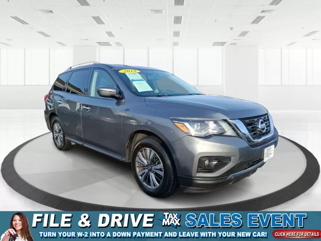 2018 Nissan Pathfinder SV (5N1DR2MM7JC) with an 3.5L V-6 gasoline direct injection engine, CVT transmission, located at 1099 N County Rd 25A , Troy, OH, 45373, (937) 908-9800, 40.057079, -84.212883 - Pack up the kids, the cooler, and the weekend plans-this 2018 Nissan Pathfinder SV is built for real life in Troy, Ohio, whether you're shuttling to practice, commuting down I75, or heading out for a road trip to the Dayton area. With three-row versatility, confident capability, and family-friendly - Photo#0