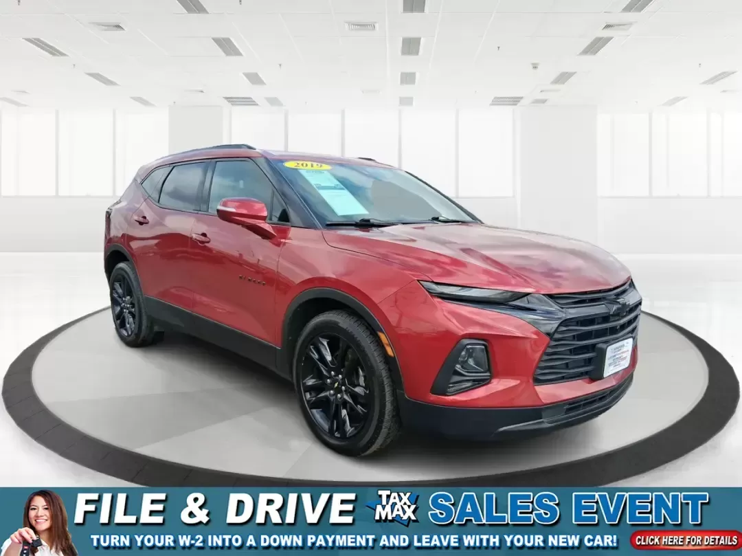 2019 Chevrolet Blazer LT (3GNKBHRS7KS) with an 3.6L V6 DOHC 24V engine, 9A transmission, located at 1230 East Main St, Xenia, OH, 45385, (937) 908-9800, 39.688026, -83.910172 - Whether you're shuttling kids to practice, commuting from Xenia to Beavercreek, or packing up for a weekend escape to John Bryan State Park, this 2019 Chevrolet Blazer LT is built for real life-roomy, confident, and ready for Ohio weather. Finished in a bold Red exterior and equipped with 4WD/AWD, t - Photo#0