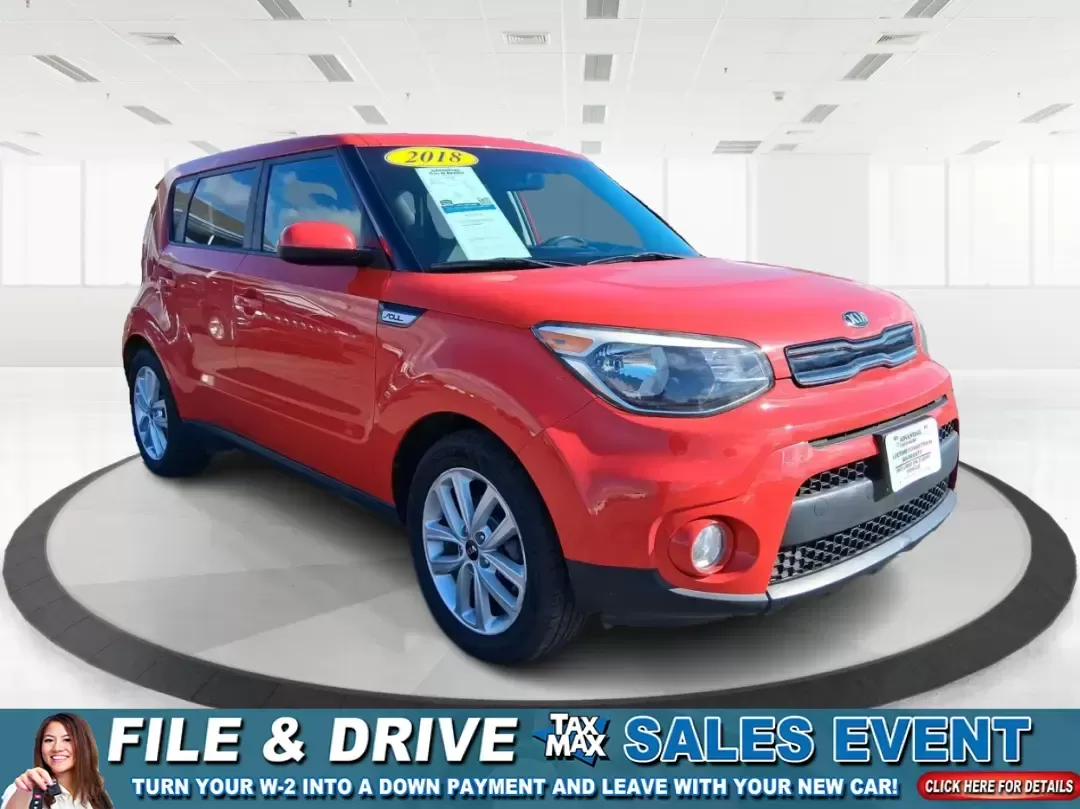 2018 Kia Soul + (KNDJP3A58J7) with an 2L I-4 gasoline direct injection engine, 6A transmission, located at 401 Woodman Dr, Riverside, OH, 45431, (937) 908-9800, 39.760899, -84.123421 - Need a dependable commuter that's easy to park in tight lots, roomy enough for Costco runs, and fun for weekend escapes to the MetroParks? This 2018 Kia Soul + in eye-catching Inferno Red fits the Riverside lifestyle perfectly-whether you're cruising along Woodman Dr, hopping on I-675 for a long com - Photo#0