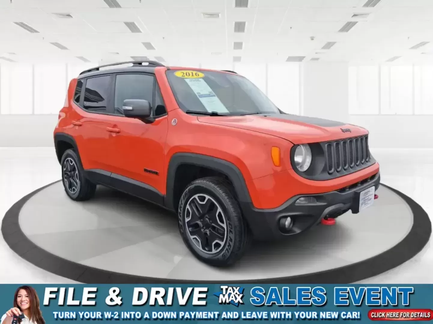 2016 Jeep Renegade Trailhawk (ZACCJBCT5GP) with an Tigershark MultiAir 2.4L I-4 variable valve contro engine, 9A transmission, located at 8750 N County Rd 25A, Piqua, OH, 45356, (937) 908-9800, 40.164391, -84.232513 - Weekend escapes, snowy commutes, and everyday errands feel easier when your crossover is ready for whatever Ohio throws your way. This **2016 Jeep Renegade Trailhawk** in eye-catching **Omaha Orange** is built for drivers who want real capability in a city-friendly size-perfect for exploring MetroPa - Photo#0