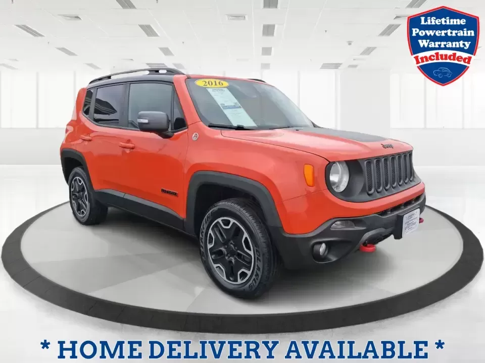 2016 Jeep Renegade Trailhawk (ZACCJBCT5GP) with an Tigershark MultiAir 2.4L I-4 variable valve contro engine, 9A transmission, located at 4508 South Dixie Dr, Moraine, OH, 45439, (937) 908-9800, 39.689976, -84.218452 - Weekend escapes, snowy commutes, and everyday errands feel easier when your crossover is ready for whatever Ohio throws your way. This **2016 Jeep Renegade Trailhawk** in eye-catching **Omaha Orange** is built for drivers who want real capability in a city-friendly size-perfect for exploring MetroPa - Photo#0