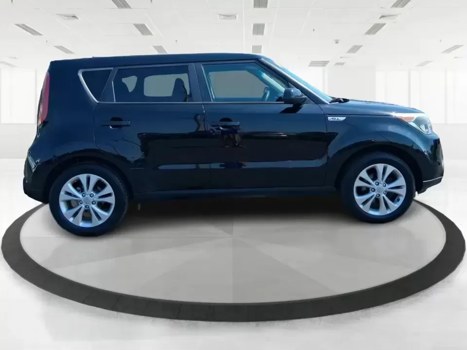 2015 Kia Soul + (KNDJP3A56F7) with an 2.0L L4 DOHC 16V engine, 6-Speed Automatic transmission, located at 880 E. National Road, Vandalia, OH, 45377, (937) 908-9800, 39.891918, -84.183594 - Need a city-friendly ride that fits real life-school drop-offs, a long commute to Dayton, and quick weekend runs to the Greene or Riverscape-without feeling huge or hard to park? This 2015 Kia Soul + in Shadow Black is built for busy schedules and active lifestyles, offering SUV-like space in an eas- Photo#1