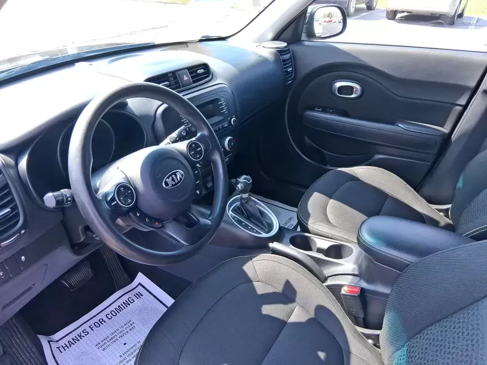 2015 Kia Soul + (KNDJP3A56F7) with an 2.0L L4 DOHC 16V engine, 6-Speed Automatic transmission, located at 880 E. National Road, Vandalia, OH, 45377, (937) 908-9800, 39.891918, -84.183594 - Need a city-friendly ride that fits real life-school drop-offs, a long commute to Dayton, and quick weekend runs to the Greene or Riverscape-without feeling huge or hard to park? This 2015 Kia Soul + in Shadow Black is built for busy schedules and active lifestyles, offering SUV-like space in an eas- Photo#9