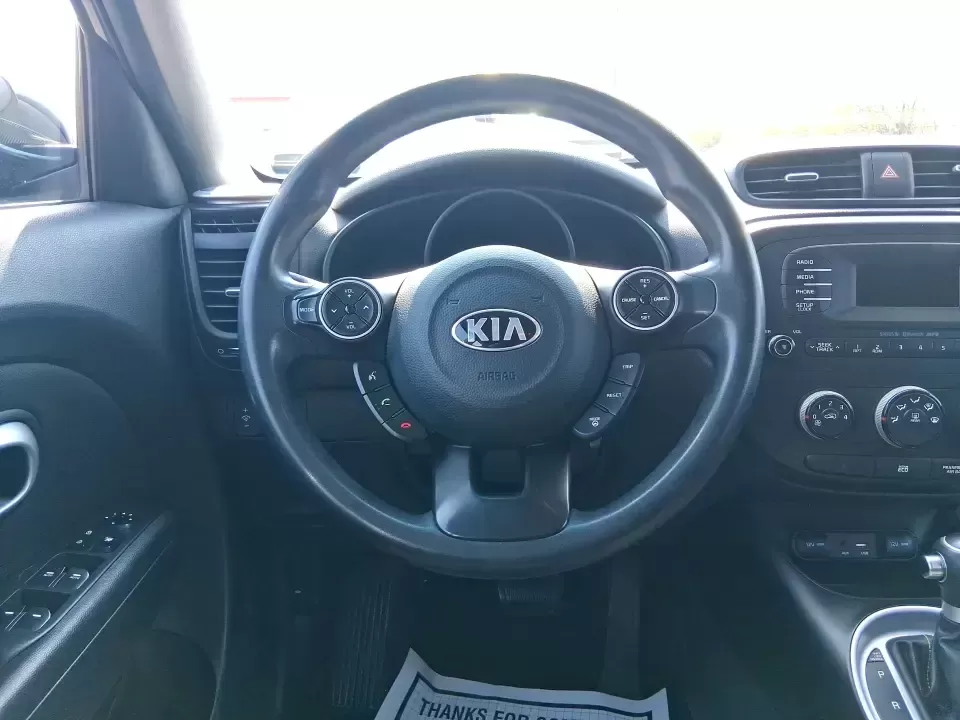 2015 Kia Soul + (KNDJP3A56F7) with an 2.0L L4 DOHC 16V engine, 6-Speed Automatic transmission, located at 880 E. National Road, Vandalia, OH, 45377, (937) 908-9800, 39.891918, -84.183594 - Need a city-friendly ride that fits real life-school drop-offs, a long commute to Dayton, and quick weekend runs to the Greene or Riverscape-without feeling huge or hard to park? This 2015 Kia Soul + in Shadow Black is built for busy schedules and active lifestyles, offering SUV-like space in an eas- Photo#16