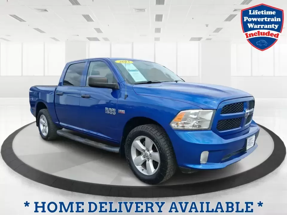 2015 Ram 1500 Express (3C6RR7KT8FG) with an 5.7L V8 OHV 16V engine, 6-Speed Automatic transmission, located at 1099 N County Rd 25A , Troy, OH, 45373, (937) 908-9800, 40.057079, -84.212883 - Need a truck that can handle weekday work, weekend projects, and spur-of-the-moment road trips to Indian Lake without flinching? This 2015 Ram 1500 Express Crew Cab is built for real life in West Central Ohio-comfortable enough for the daily commute, strong enough for towing and hauling, and roomy e - Photo#0