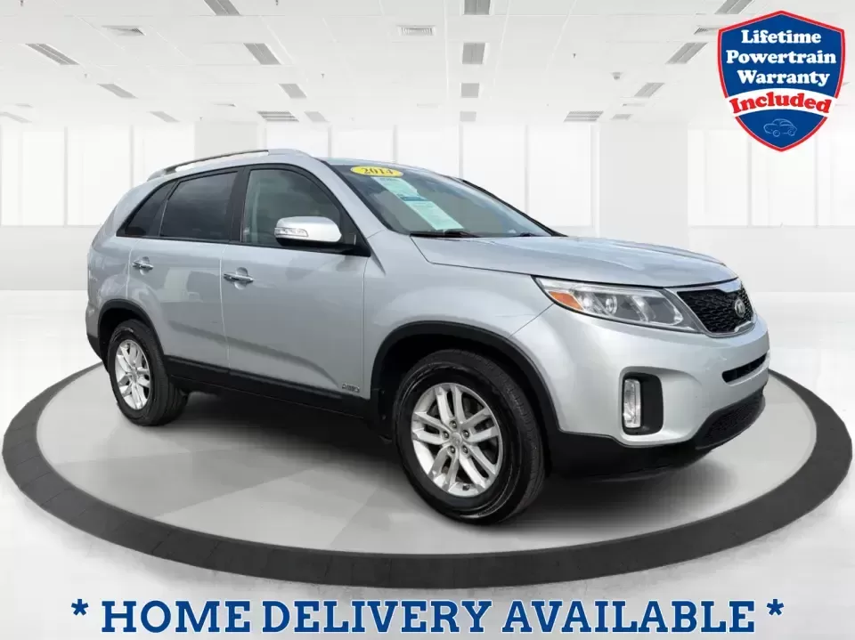 2014 Kia Sorento LX V6 (5XYKTDA74EG) with an Lambda II 3.3L V-6 gasoline direct injection engine, 6-Speed Automatic transmission, located at 4508 South Dixie Dr, Moraine, OH, 45439, (937) 908-9800, 39.689976, -84.218452 - Picture your next Ohio weekend: the kids loaded up for a day at Johnston Farm and Indian Agency, groceries stowed for the week, and enough power on tap to handle I75 merges without breaking a sweat. This 2014 Kia Sorento LX V6 in Bright Silver is the kind of do-it-all SUV that fits real life in Pi - Photo#0