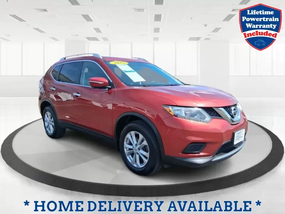 2015 Nissan Rogue SV (KNMAT2MV8FP) with an 2.5L I-4 DOHC engine, Continuously Variable Transmission transmission, located at 880 E. National Road, Vandalia, OH, 45377, (937) 908-9800, 39.891918, -84.183594 - Pack up the kids, load the cooler, and point the SUV toward your next weekend escape-this Cayenne Red 2015 Nissan Rogue SV is the kind of do-it-all crossover that fits real life in Vandalia, from school drop-offs and grocery runs to road trips up I75. With confident 4WD/AWD traction, a comfortable c - Photo#0