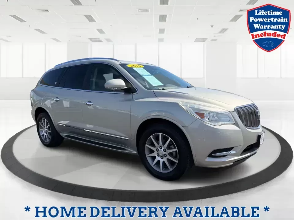 2016 Buick Enclave Leather (5GAKVBKD6GJ) with an 3.6L V-6 gasoline direct injection engine, 6-Speed Automatic Overdrive transmission, located at 8750 N County Rd 25A, Piqua, OH, 45356, (937) 908-9800, 40.164391, -84.232513 - Need one vehicle that can handle school drop-offs, grocery runs, and a weekend road trip down I-75 without feeling cramped? This 2016 Buick Enclave Leather in Iridium Metallic is built for real-life family logistics and comfortable commuting around Moraine, Dayton, and the Miami Valley-offering thre - Photo#0