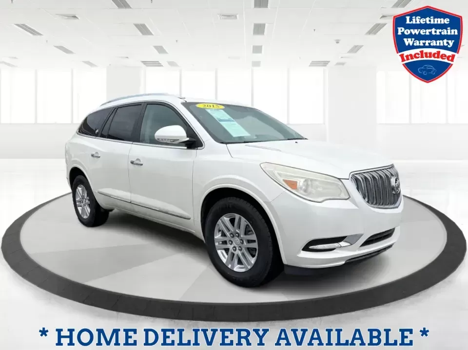 2015 Buick Enclave Convenience (5GAKRAKD6FJ) with an 3.6L V-6 gasoline direct injection engine, 6-Speed Automatic Overdrive transmission, located at 1230 East Main St, Xenia, OH, 45385, (937) 908-9800, 39.688026, -83.910172 - Road-trip weekends, school drop-offs, and stress-free grocery runs get a whole lot easier in a 3-row SUV that's built to keep everyone comfortable. This **2015 Buick Enclave Convenience** in **White Opal** is a smart pick for **growing families**, **busy commuters**, and **budget-conscious buyers** - Photo#0