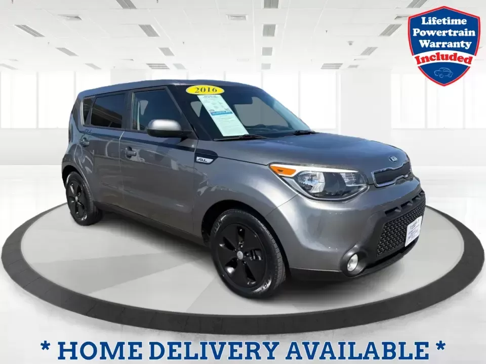 2016 Kia Soul Base (KNDJN2A27G7) with an 1.6L L4 DOHC 16V engine, 6A transmission, located at 4508 South Dixie Dr, Moraine, OH, 45439, (937) 908-9800, 39.689976, -84.218452 - Need a smart, city-friendly ride that fits tight parking spots in downtown Dayton, keeps up with your daily I75 commute, and still has the cargo flexibility for a Costco run or a weekend trip to Carillon Historical Park? This 2016 Kia Soul Base in gray delivers a practical, easygoing lifestyle-great - Photo#0