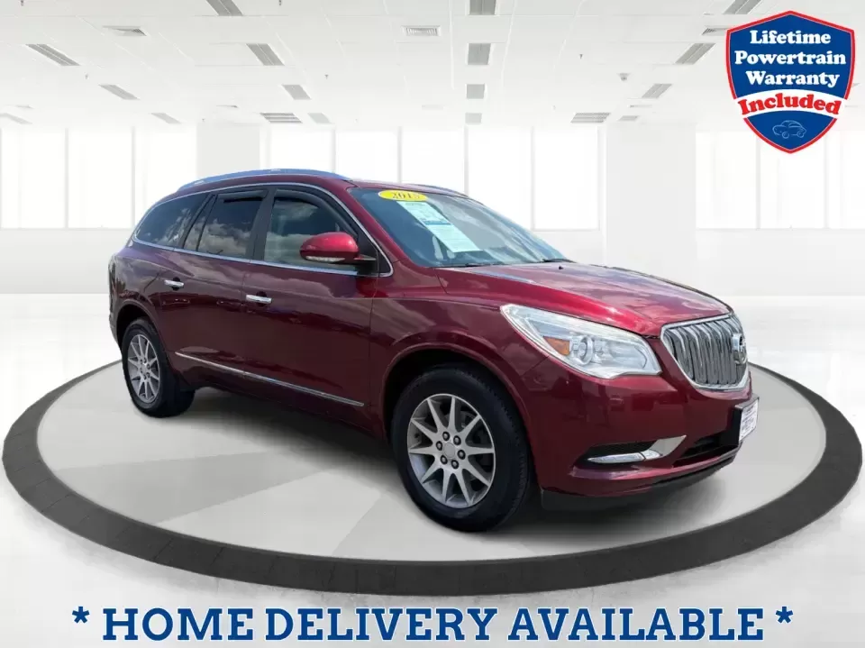 2015 Buick Enclave Leather AWD (5GAKVBKD9FJ) with an 3.6L V6 DOHC 24V engine, 6-Speed Automatic Overdrive transmission, located at 4508 South Dixie Dr, Moraine, OH, 45439, (937) 908-9800, 39.689976, -84.218452 - Road-trip weekends to Hueston Woods, school drop-offs around West Carrollton, and daily commutes up I75 feel a lot easier when your SUV has real space, comfort, and confidence in every season. This 2015 Buick Enclave Leather in stunning Crimson Red Tintcoat is built for busy families, carpool captai - Photo#0