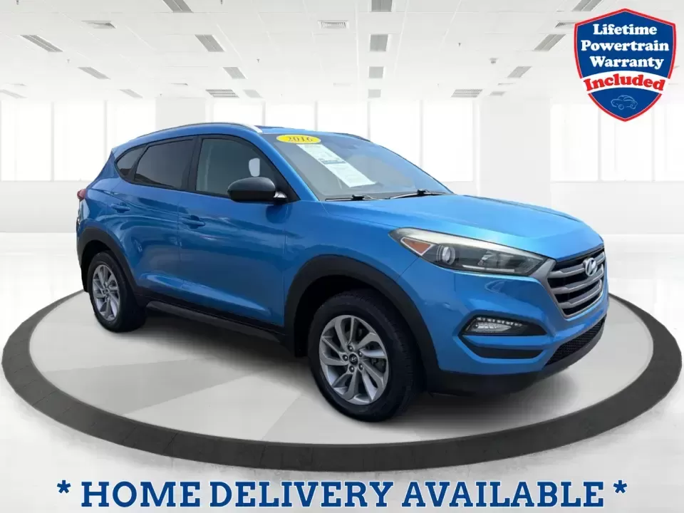 2016 Hyundai Tucson SE w/Preferred Package AWD (KM8J3CA41GU) with an 2.0L L4 DOHC 16V engine, 6A transmission, located at 401 Woodman Dr, Riverside, OH, 45431, (937) 908-9800, 39.760899, -84.123421 - Need an SUV that can handle Dayton-area commutes, rainy school drop-offs, and spontaneous weekend getaways without feeling oversized? This 2016 Hyundai Tucson SE w/Preferred Package AWD in eye-catching Caribbean Blue is built for real life-comfortable for daily drives, confident when the weather tur - Photo#0