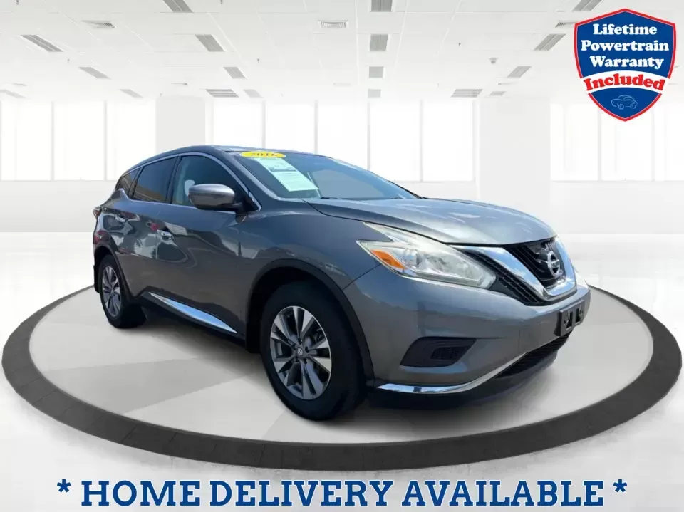 2016 Nissan Murano S (5N1AZ2MH5GN) with an 3.5L V-6 DOHC engine, located at 4508 South Dixie Dr, Moraine, OH, 45439, (937) 908-9800, 39.689976, -84.218452 - Need one SUV that fits real life in Moraine-school drop-offs, a long commute up I75, and weekend runs to Carillon Historical Park or a quick lap around the Dayton Mall area? This 2016 Nissan Murano S in sleek Gun Metallic is a comfortable, confident crossover utility vehicle (CUV) that's sized for e- Photo#0